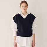 クランブルVネックベスト/Crumble v-neck vest_dark navy