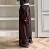 Kanji Pocket Corduroy Banding Long Wide Pants