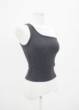 リブワンショルダースリーブレス / Ribbed One Shoulder Sleeveless (4color)