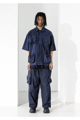 リップスタックポケットオーバーサイズドショートシャツ / LIPSTACK POCKET OVERSIZED SHORT SHIRTS (4552304558198)