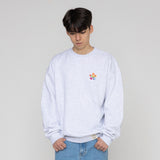 [UNISEX] Tie die flower dot smile white clip sweatshirt (6686421057654)