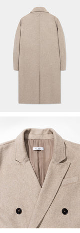 Merino Wool Overfit Double Long Coat (Sand Beige)