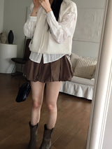 Shaka Ribbon Shirring Boucle Knit T-shirt