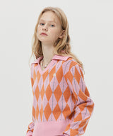 キルシーチェリーチェックニット / CHERRY CHECK KNIT SWEAT [PINK] (6656321388662)