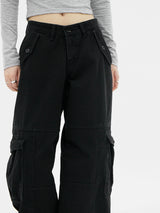 ローライズワイドパンツ/Low-rise black wide pants