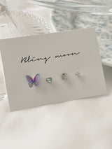 ルーシッドパープルルーシッドパープルバタフライピアス / [4 set] Lucid Purple Butterfly Piercing Set