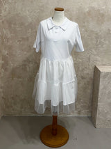 [SALE] Short sleeve collar lace puff dress