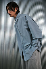 EARTH-COLOR PLEATS SHIRT (Cloudy Sky) / アースカラープリーツシャツ