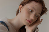 ビンテージニットフラワーピアス/Vintage knit flower earring (Denim)