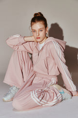 Lace Tape Hood Zip-Up Pink