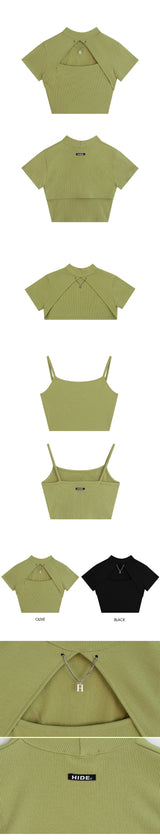 [SET] HIDE Chain Crop Top (Black) (6570965172342)