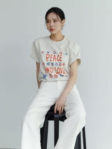 Peace and love short sleeve T-shirts heather ivory (6594389508214)