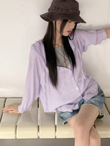 ボクシー シースルー フード 長袖 シャツ カーディガン/ Gelato Summer Boxy See-Through Hood Long-Sleeve Shirt Cardigan