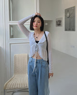 プリーツラッフルカーディガン/Pleated Ruffle Cardigan (4color)