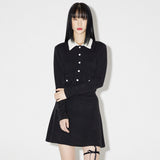Haley Collar Knit Cardigan [BLACK] (6638363050102)