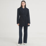 ウールストライプフレアパンツ / Wool Stripe Flare Pants (Navy)