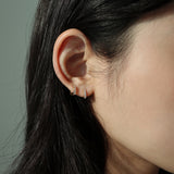 [single earring]14K gold one touch pave earring (6679673634934)