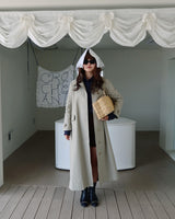 Shirring trench coat khaki