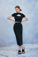 [SET] HIDE Chain Crop Top (Black) (6570965172342)