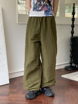 ナイロン ツーウェイ ロング ジョガー ワイドパンツ/Mozzny Nylon Two-Way Long Jogger Wide Pants