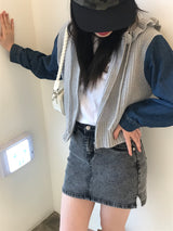 Arlo denim knit zip up