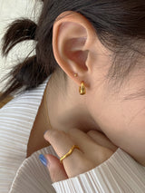 [92.5silver] bulky drop one-touch earrings (gold)
