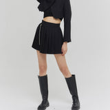 CHAIN PLEATS LAP SKIRT BLACK (6682535657590)