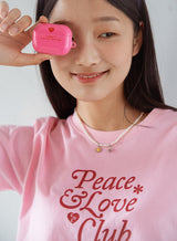 ピース＆ラブ クラブ Tシャツ / Peace&Love*Club Crop T-shirt (Pink)