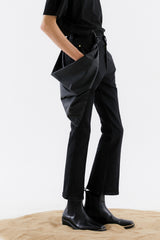 Dbel Embroider Leather Scarf (Black) (4643641786486)
