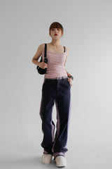 ピンクラインデニムパンツ / pink line denim pants