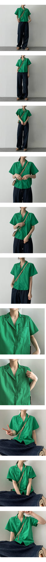 サンディーオープンカラー半袖シャツ / Sandy Open Collar Short-Sleeved Shirt