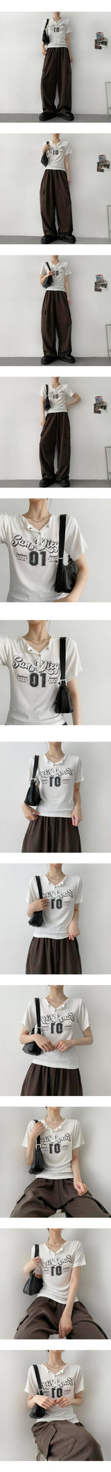 ディズニーリブド沙ップショートスリーブT / Disney's Ribbed Snap Short Sleeve Tee