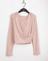 Chey draped wrap cropped hooded sweatshirt