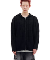 NET KNIT HOOD ZIP-UP (BLACK)