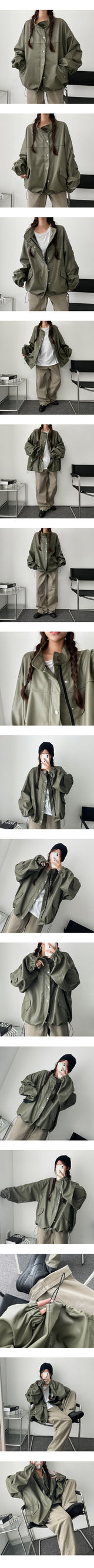 Keck String Leather Boxy Bomber Jacket
