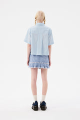 モノチェリークロップショートスリーブシャツ / MONO CHERRY CROP SHORT SLEEVE SHIRT [SKY]