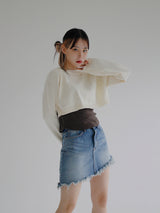 アンバランスデニムスカートプリーツ / no.802 Unbalance Denim Skirt Pants