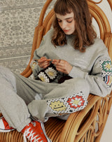 GRANNY SQUARE SWEATSHIRT GRAY MELANGE (6691432792182)