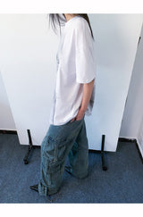 Cargo pocket denim wide pants