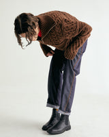 UNISEX MERINO WOOL CABLE KNIT ZIPUP M - MOCHA (6636048285814)
