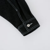 STITCH POINT DENIM CROP TRUCKER JACKET - BLACK (6692513546358)