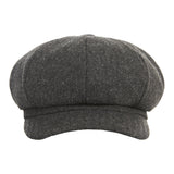 Bold metal tip wool herringbone newsboy cap charcoal