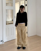 Pinat Folding String Banding Cargo Long Wide Pants
