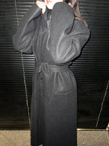 [UNISEX]ウールバックボタンマキシロングコート(ブラック)