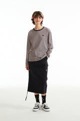 チェリーストライプロングスリーブTシャツ／CHERRY STRIPE LONG SLEEVE T-SHIRT [BLACK]