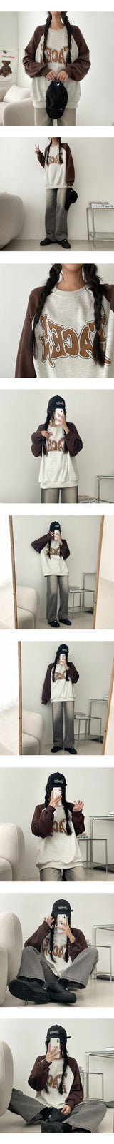 Lone washing side banding denim wide pants