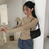 トーエンドレープシャーリングオフショルダー長袖Tシャツ