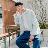 リネンビックオーバーシャツ/LinenLinen Big Overfit Crayon Stripe Shirt S81 Light Blue