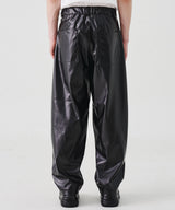 COATED OVERSIZED LEATHER PANTS (BLACK)