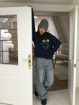 Coupure wide denim pants